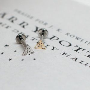 ⚡️ BVLA 14K Rose Gold Deathly Hallows Earrinng